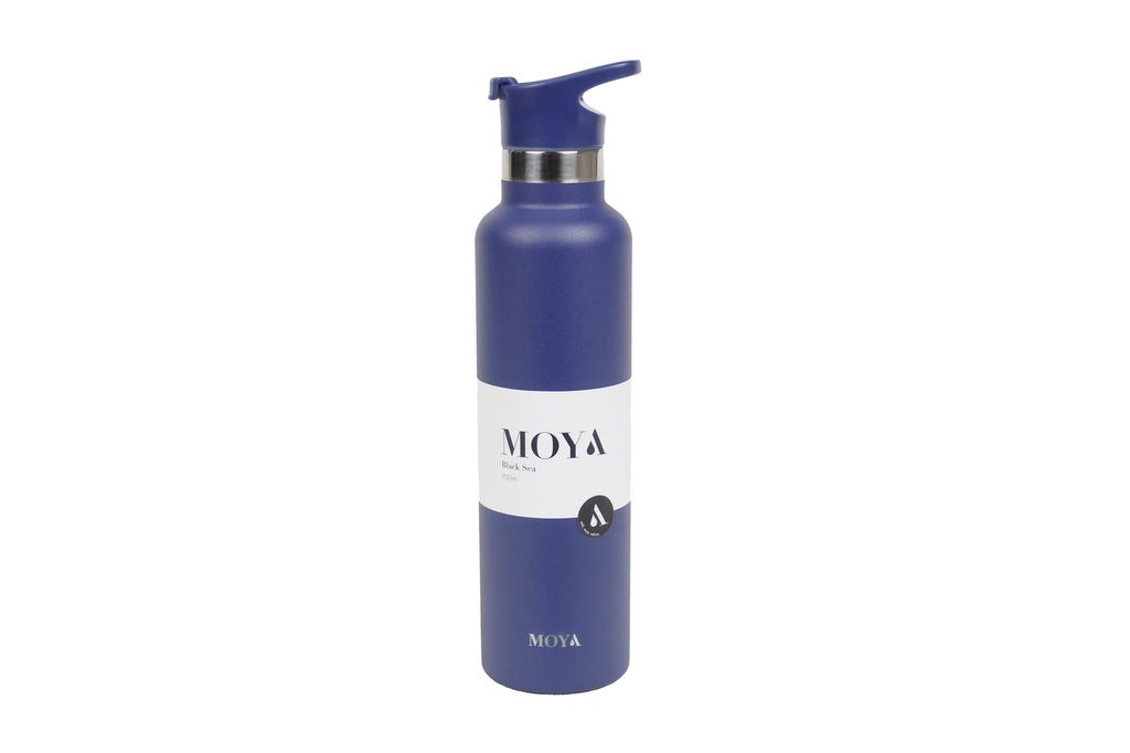 Moya "Black Sea"  700ml Insulated Sustainable Water Bottle Navy Spout Lid