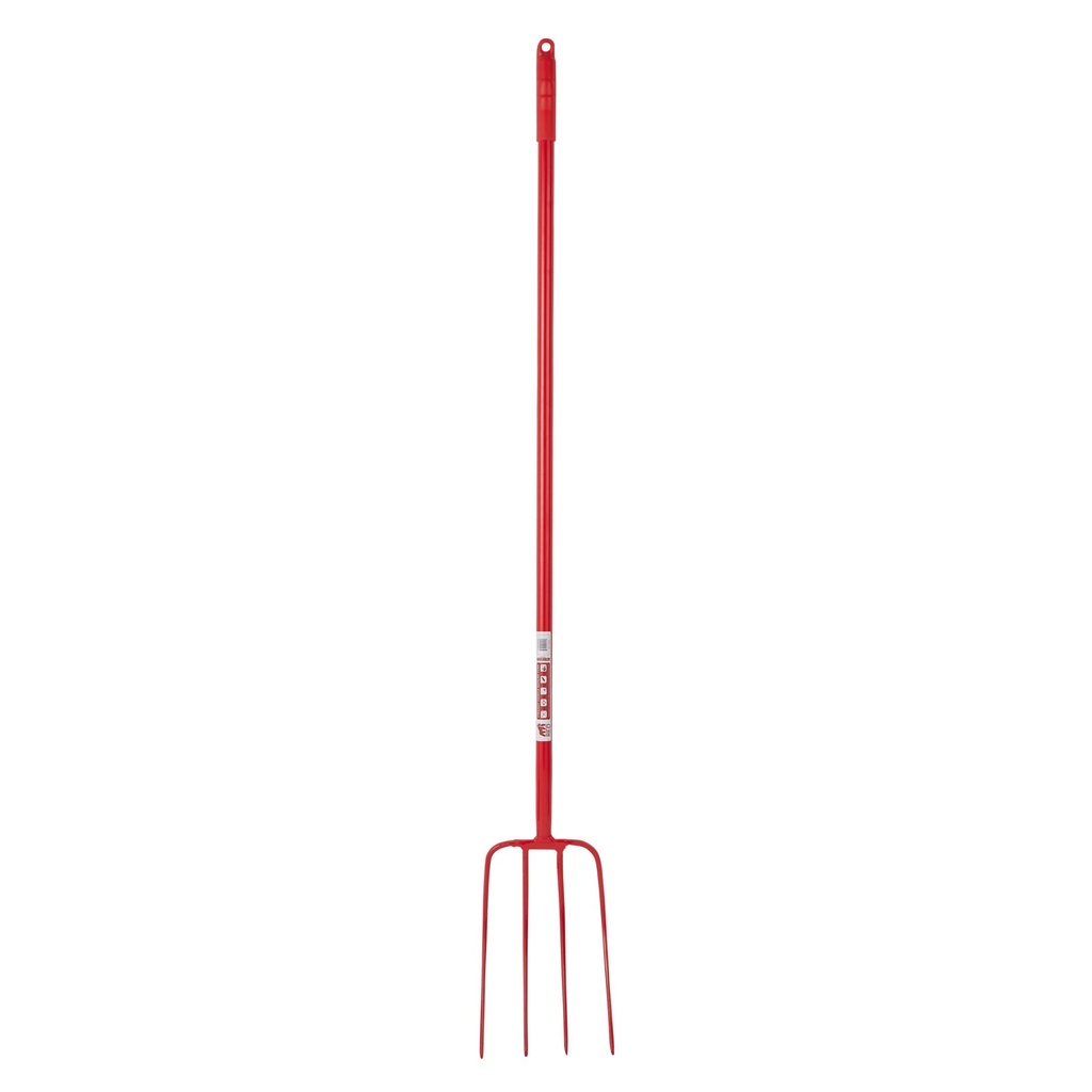 Red  Gorilla - 4 Prong Manure Fork Straight Handle - Red (48” Straight Handle)