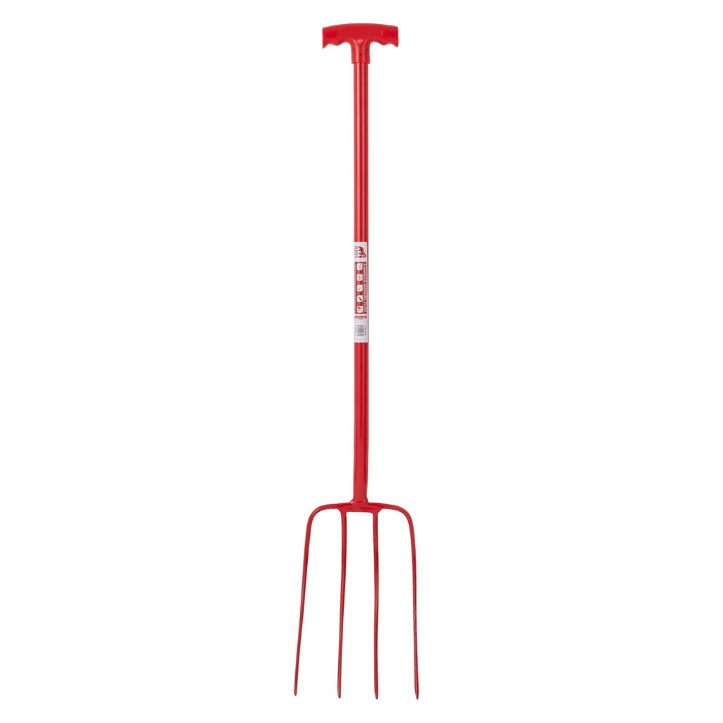 Red  Gorilla - 4 Prong Manure Fork T-Handle - Red (T-Handle)