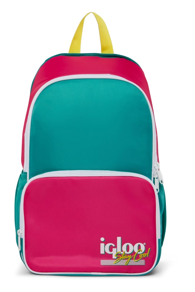 IGLOO - Retro Backpack Cooler - Dark Jade /
Bold Magenta /
Livewire Yellow