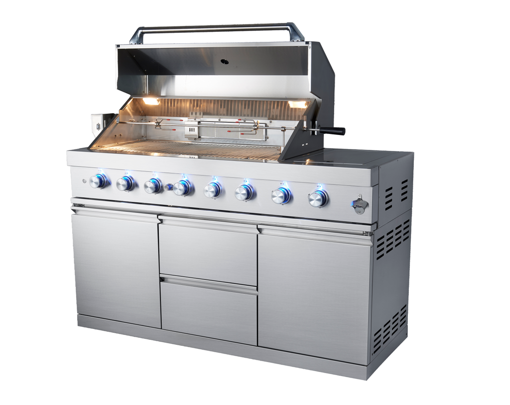 Fornizza 6 Burner + Side Burner + Infrared BBQ Grill - Stainless Steel