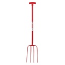 Red  Gorilla - 4 Prong Manure Fork T-Handle - Red (T-Handle)